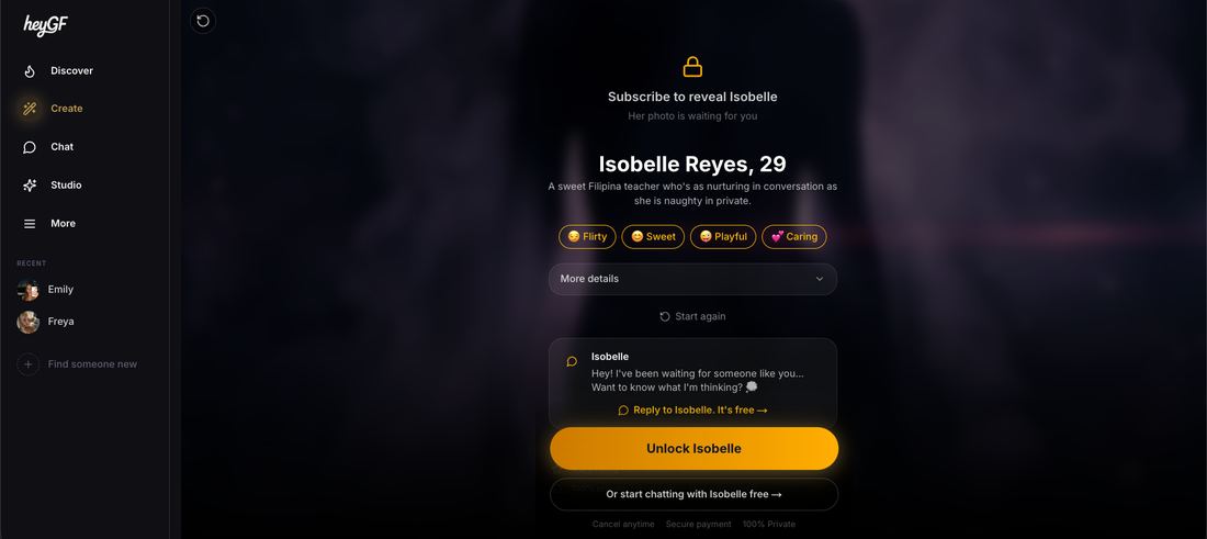 Locked character screen reading Subscribe to reveal Isobelle, with her photo hidden behind a blur